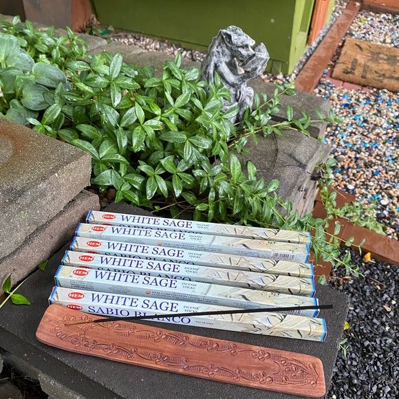 Wooden Burner w/ Hem Incense Sticks White Sage - Picture 6 of 6